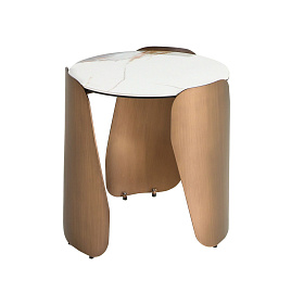 Приставной столик 2163 с керамической столешницей и стальным основанием бронзового цвета Ø140