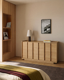 Комод Onix с отделкой из дубового шпона натурального оттенка, 150 x 80 см
