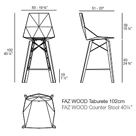 Высокий стул Faz деревянные ножки