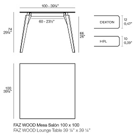 Квадратный стол Faz на деревянных ножках