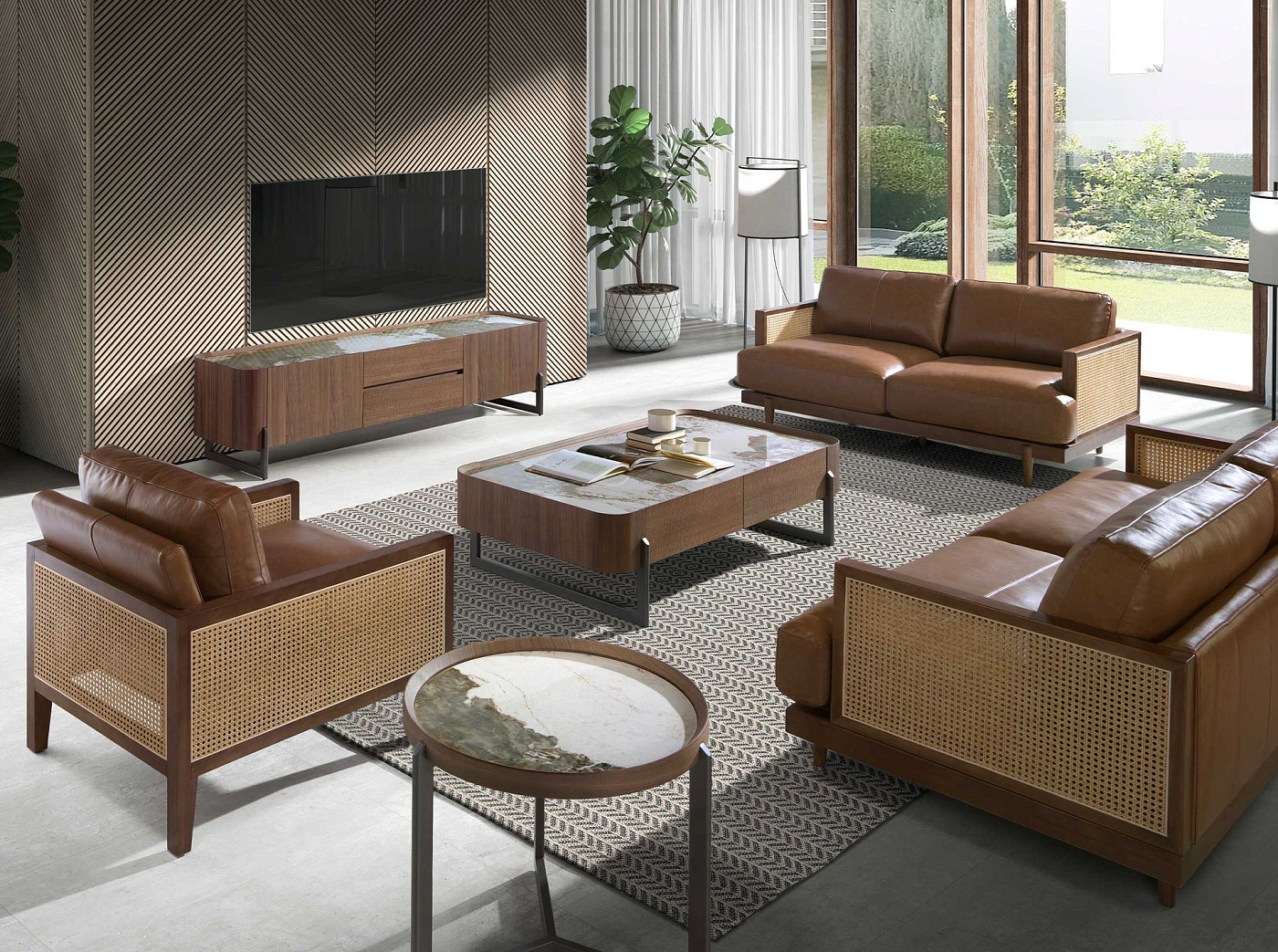 Кресло 5113/KF-A2092-M2731 коричневое кожаное