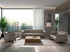 Диван 2-х местный 6187/EX007-2P-T541029 серый кожаный