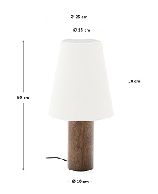 Настольная лампа Marga из массива каучукового дерева с темной отделкой