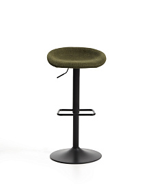 Барный табурет Danua из зеленой синели и матовой черной стали, 68-89 см