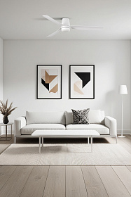 Потолочный вентилятор PUNT TUB M Ш1300MM белый 3 P белый LED 18W