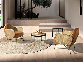 Круглый журнальный столик 2111/TT-S186A из ротанга и стали