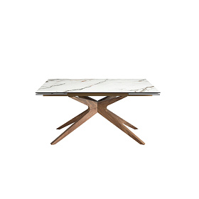 Прямоугольный раздвижной обеденный стол 1157 из керамики в отделке под мрамор