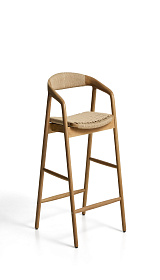 Уличный полубарный стул Derile из массива дуба в натуральной отделке и бежевой веревки