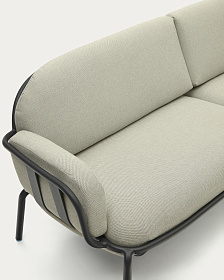 Трехместный уличный диван Joncols бежевый с графитовыми алюминиевыми ножками 225 см