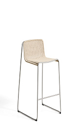 Уличный барный стул Tavari из бежевой веревки и стали