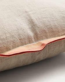 Чехол для подушки Disea из бежевого льна с оранжевыми деталями, 45 x 45 см