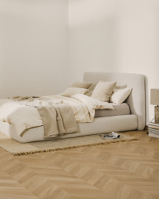 Кровать Martina со съемным чехлом из шенилла цвета экрю 180 x 200