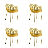 4 уличных стула Quinn (комплект) желтый пластик