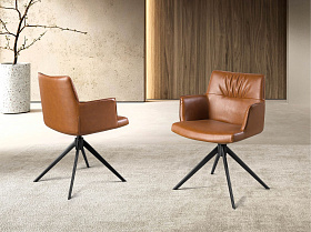 Вращающееся кресло 4193 из экокожи коньячно-коричневого цвета