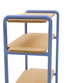 Стеллаж из ясеневого шпона цвета Tinn с синей металлической конструкцией, 70 x 60