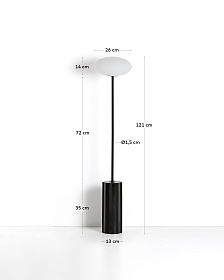 Напольная лампа Idela из тонированного стекла и черного мрамора