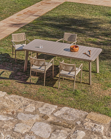 Раздвижной уличный стол Izola из алюминия с бежевой отделкой, 185 (235) x 100 см