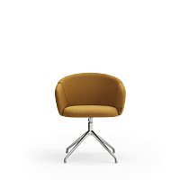 Поворотный стул Add хром/горчичный с подлокотниками