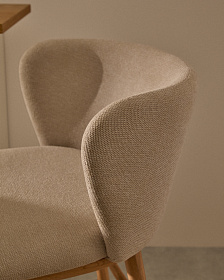 Ciselia Барный стул из бежевой синели и натурального массива ясеня