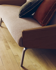 2-местный диван Amsen бежевый с подлокотниками из шпона дуба