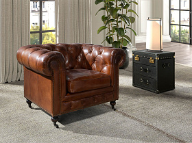 Кресло Chester из коньячно-коричневой кожи модель 5167
