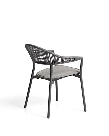 Уличный стул Alimia из графитового алюминия с серой веревкой