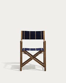 Уличный складной стул Vilara в сине-бежевую полоску из акации