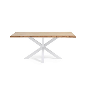Argo Стол с дубовым шпоном натурального цвета и стальными ножками с белой отделкой 160 x 90 см
