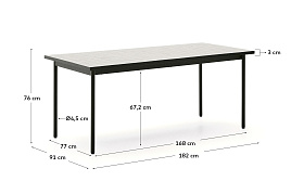 Уличный стол Maurina из зеленой оцинкованной стали с плиткой цвета экрю 182 x 91 см