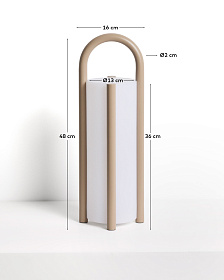 Большая портативная настольная лампа Leros из полиэтилена и стали бежевого цвета