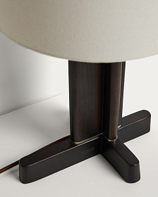 Настольная лампа Niani из каучукового дерева с темной отделкой Ø30 см