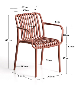 Уличный стул Isabellini из пластика терракотового цвета