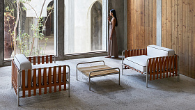 Журнальный столик Onsen 76 с деревянной столешницей