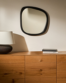 Зеркало из тикового дерева Alura черного цвета 45,5 x 47 см