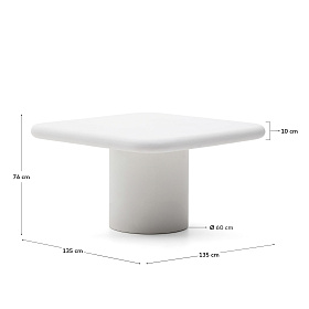 Уличный стол Addaia цемент, белый 135 x 135 см