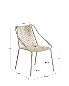 Уличный стул Zivia из веревки цвета экрю и стали цвета таупе