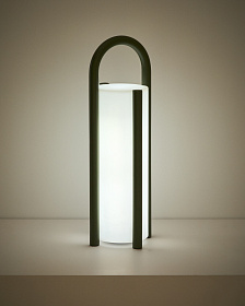 Большая портативная настольная лампа Leros из полиэтилена и стали зеленого цвета