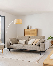 Диван 3-х местный Noa с подушками бежевый с темными ножками