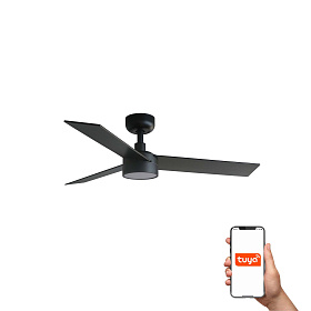 Потолочный вентилятор RUDDER S Ш1060 черный/ореховый 3P LED 18W DIM TUYA