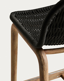 Уличный барный стул Alipa из акации и веревки темно-серого цвета, 75 см