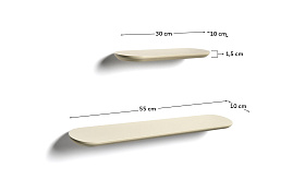 Комплект из 2 полок Arely из МДФ с бежевым лаковым покрытием, 35 см/55 см
