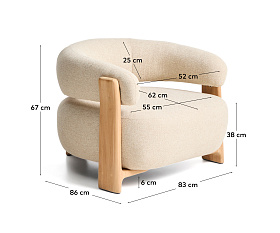 Уличное кресло Granite бежевое с ножками из тикового дерева