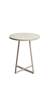 Уличный стол Tella из бежевой стали с бежевой плиткой 90 см