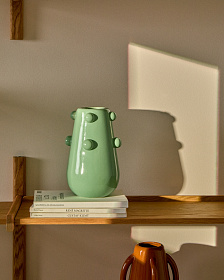 Ваза Odra из зеленой керамики с глянцевой отделкой, 25,5 см