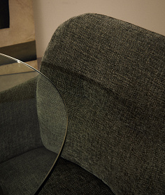 Dorina Вращающееся кресло из зеленого шенилла и стальными зелеными ножками