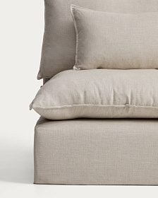 Угловой модульный диван Anarela бежевый из льна и вискозы со съемным чехлом, 307 x 287