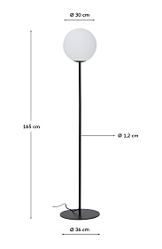 Торшер Brisia из черного металла с матовым стеклянным шаром Ø30