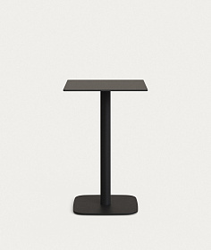 Высокий садовый столик Dina черный на черном металлическом основании 60 x 60 x 96 см