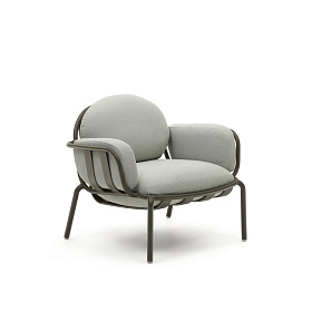 Садовое кресло Joncols серое с зеленой алюминиевой отделкой