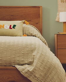 Детский плед Rilune из 100% хлопка с эффектом светло-зеленых тисненых полос